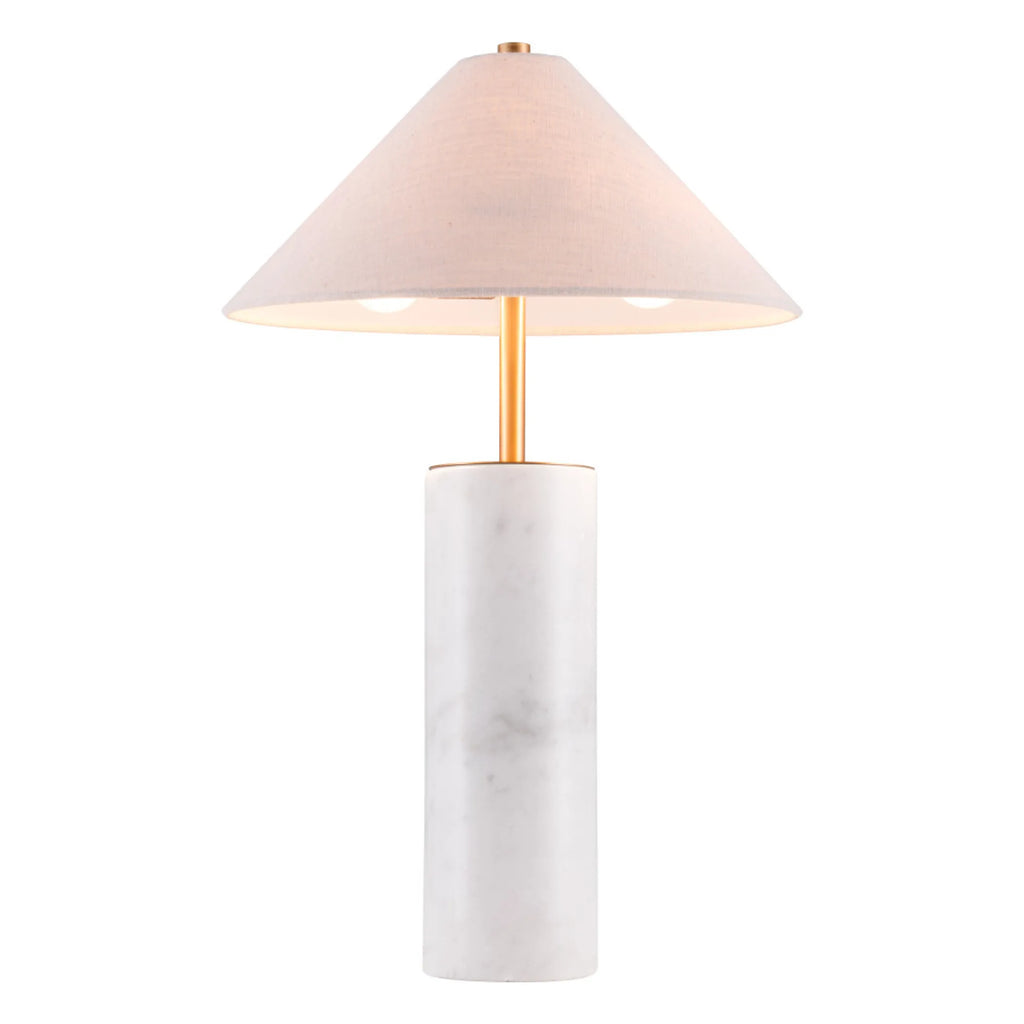 55″ White Metal Bedside Table Lamp With Beige Empire Shade