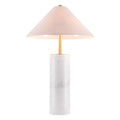 55″ White Metal Bedside Table Lamp With Beige Empire Shade