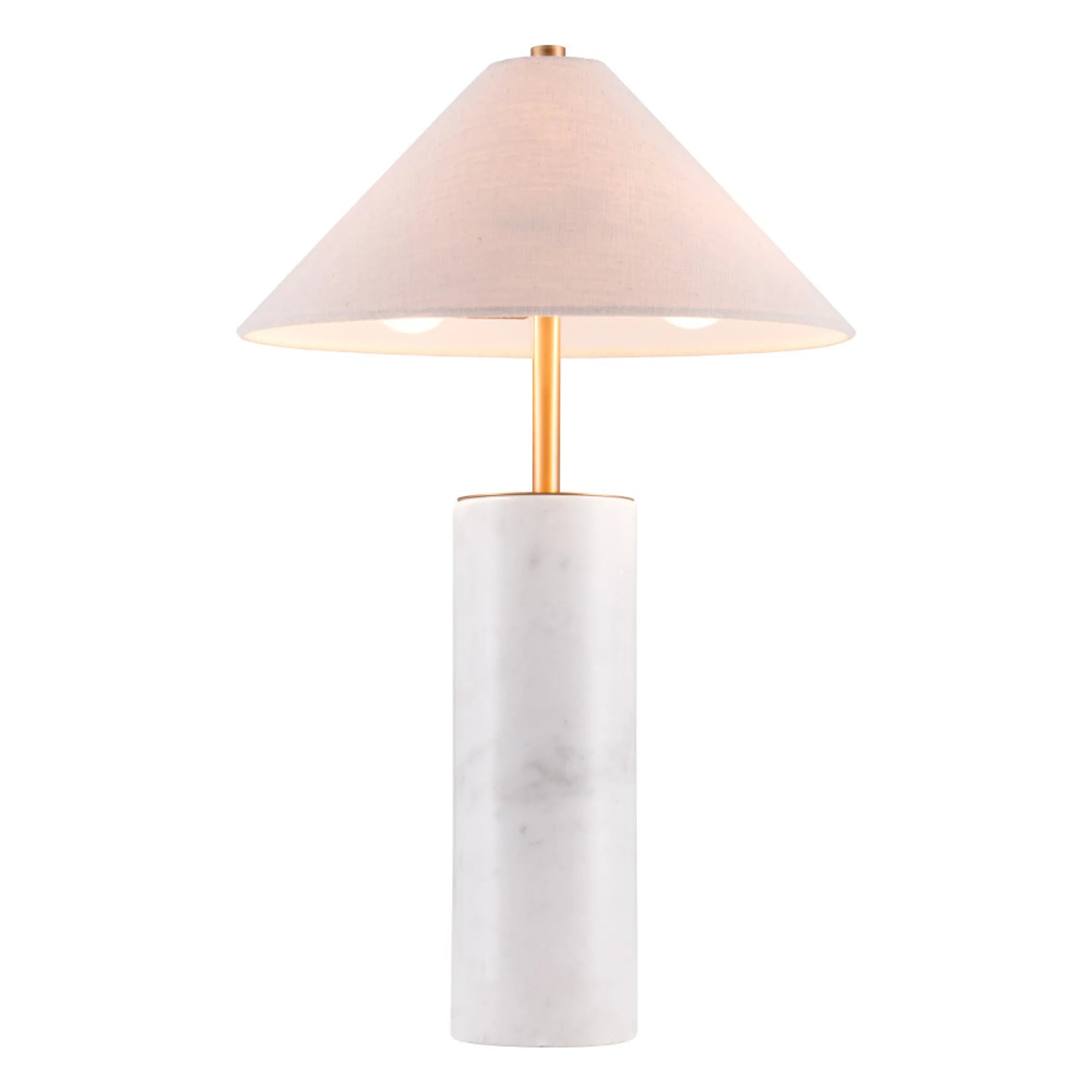 55″ White Metal Bedside Table Lamp With Beige Empire Shade