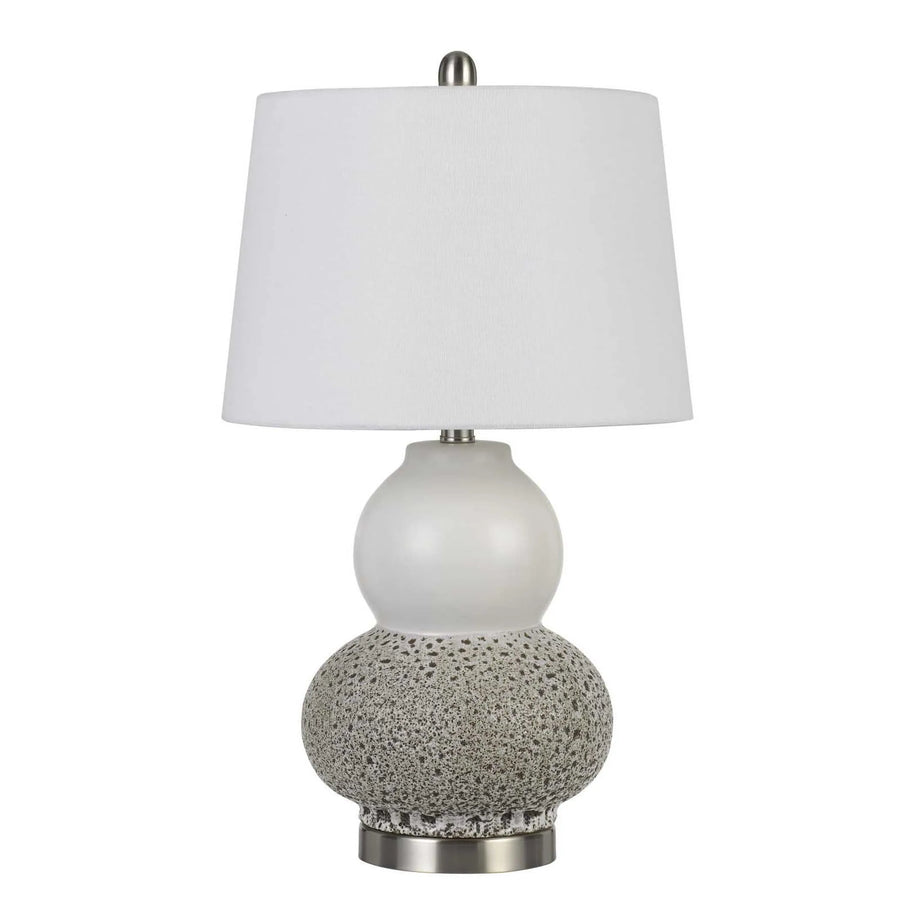 Set Of Two 24″ Silver Metal Two Light Desk Table Lamps With White Globe Shade