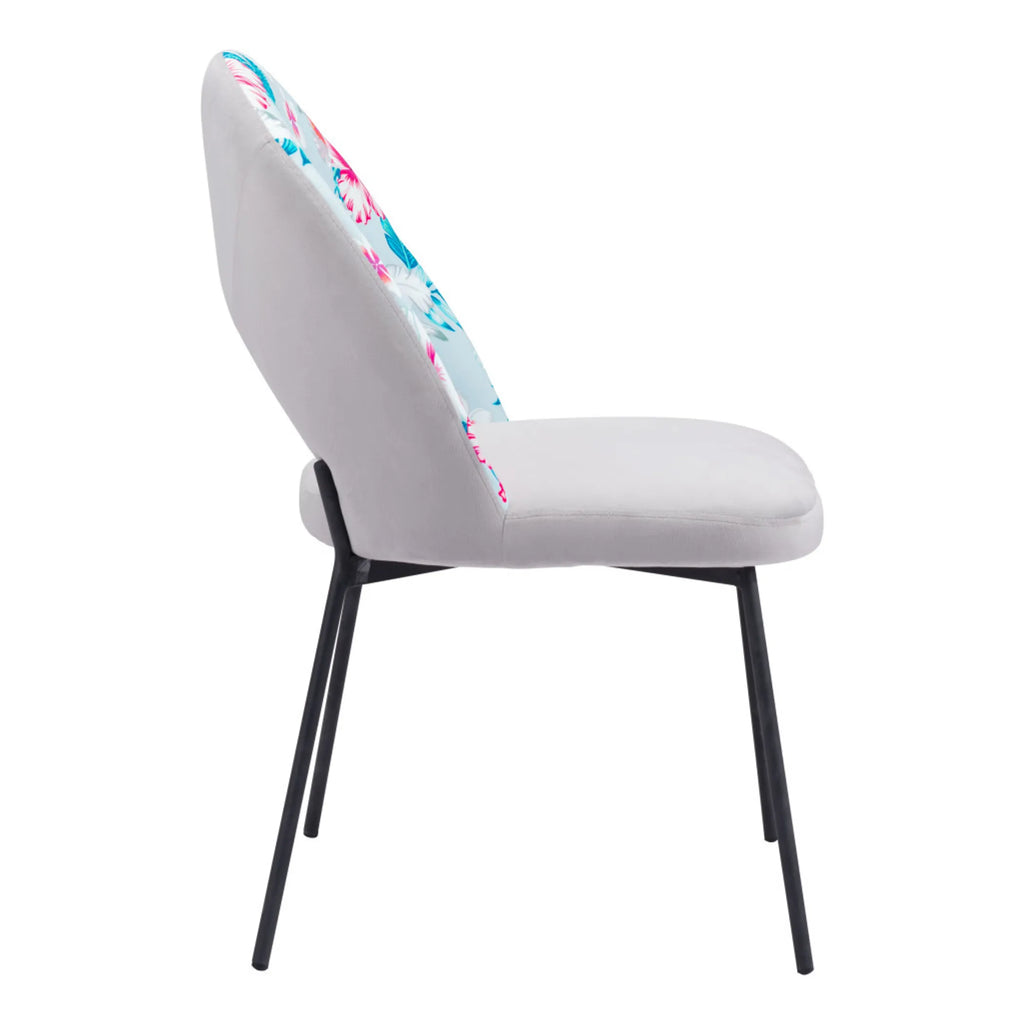 Set of Two Velvet And Steel Velvet And Steel Tropical Floral Dining Side Chairs — view 4