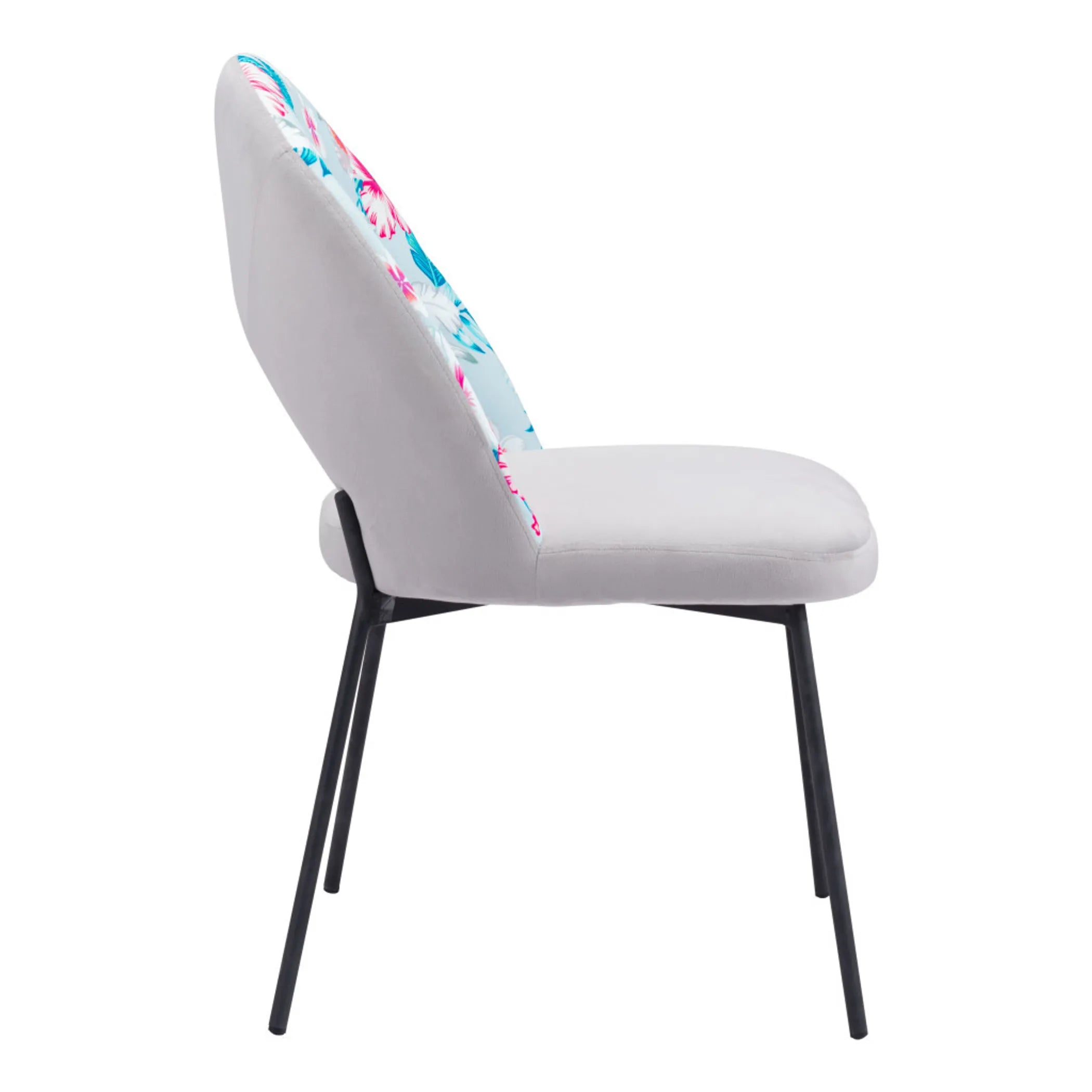 Set of Two Velvet And Steel Velvet And Steel Tropical Floral Dining Side Chairs — view 4
