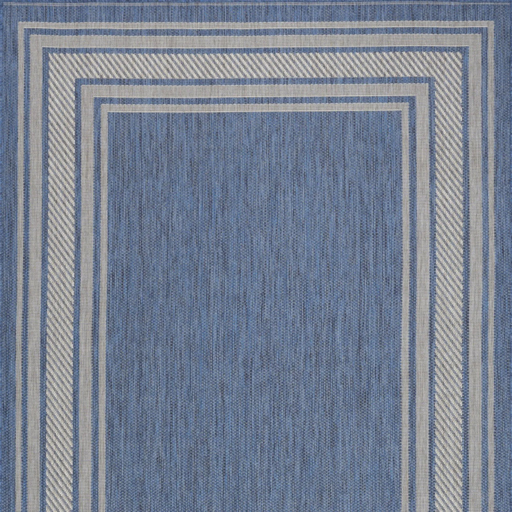 6′ X 9′ Denim Blue And Ivory Geometric Indoor Outdoor Area Rug — view 3