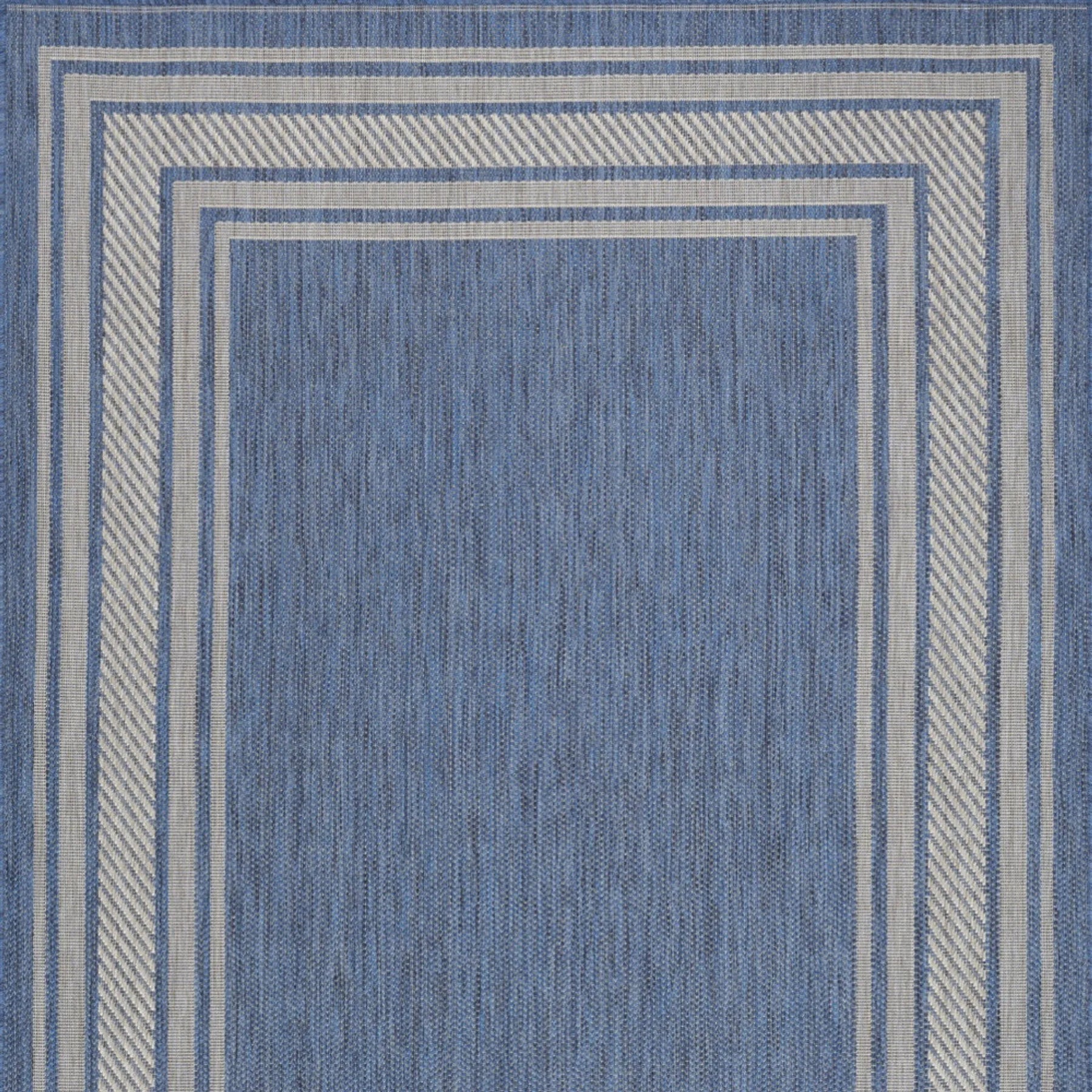 6′ X 9′ Denim Blue And Ivory Geometric Indoor Outdoor Area Rug — view 3
