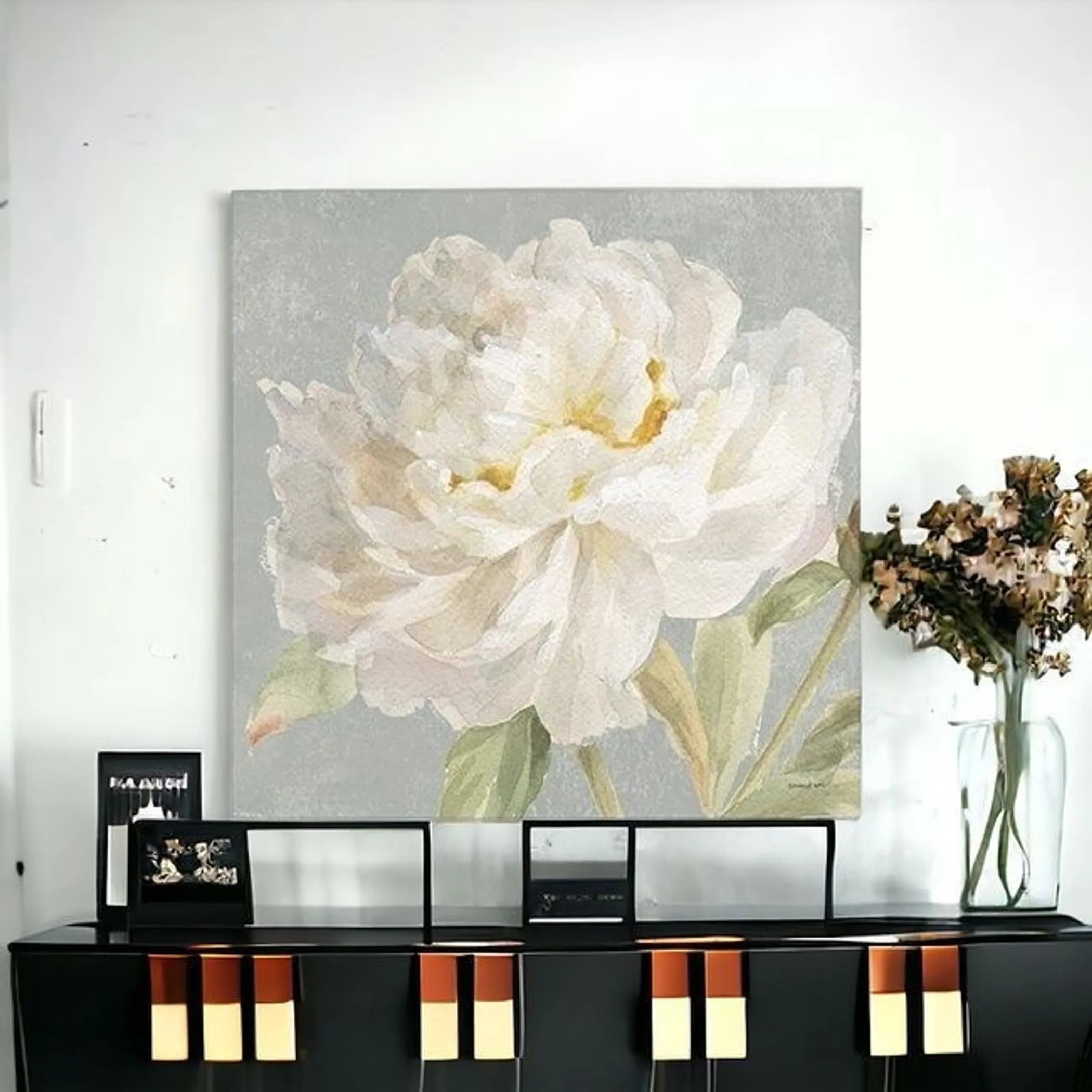 Angelic White Peony Flower Unframed Print Wall Art — view 2