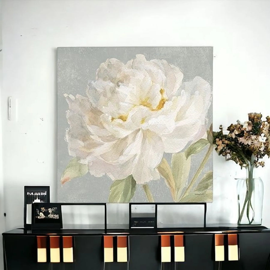 Angelic White Peony Flower Unframed Print Wall Art — view 2