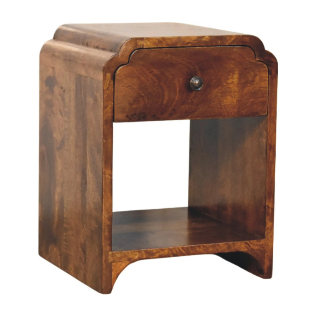 Solid Wood One Drawer Scallop Edge Nightstand — view 4