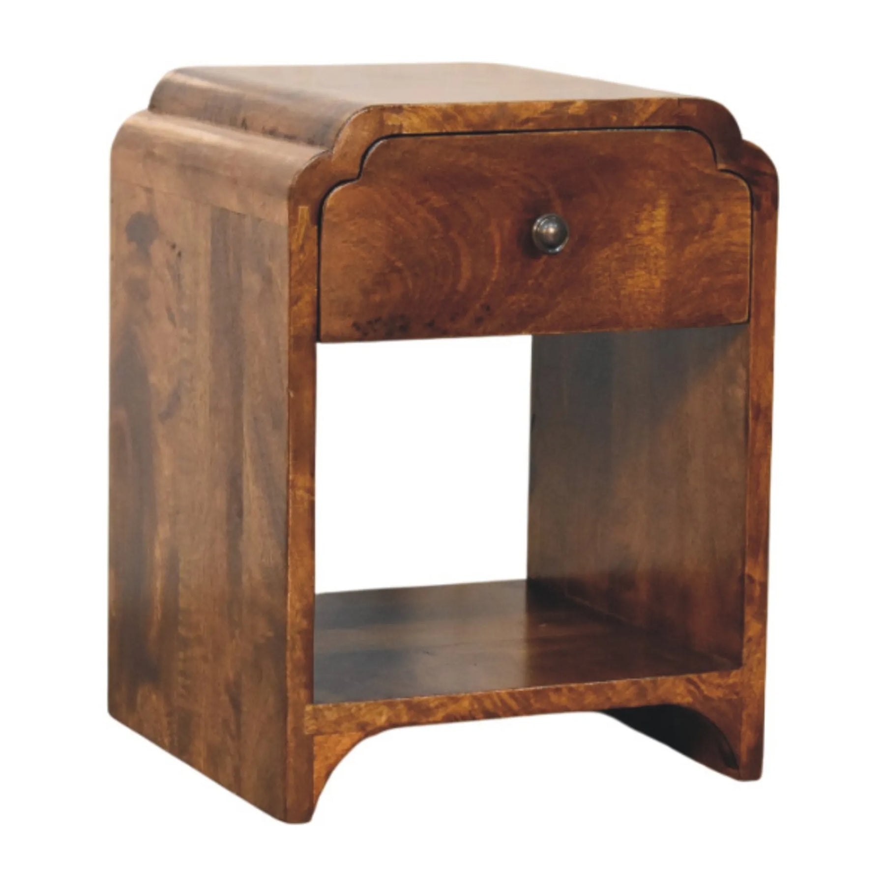Solid Wood One Drawer Scallop Edge Nightstand — view 4