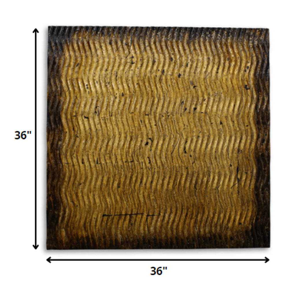 Bronze Metallic Ridge Wood Wall Art — view 4
