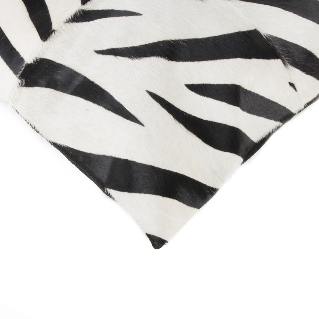 Set of Two 18″ White and Black Zebra Cowhide Throw Pillows — view 4