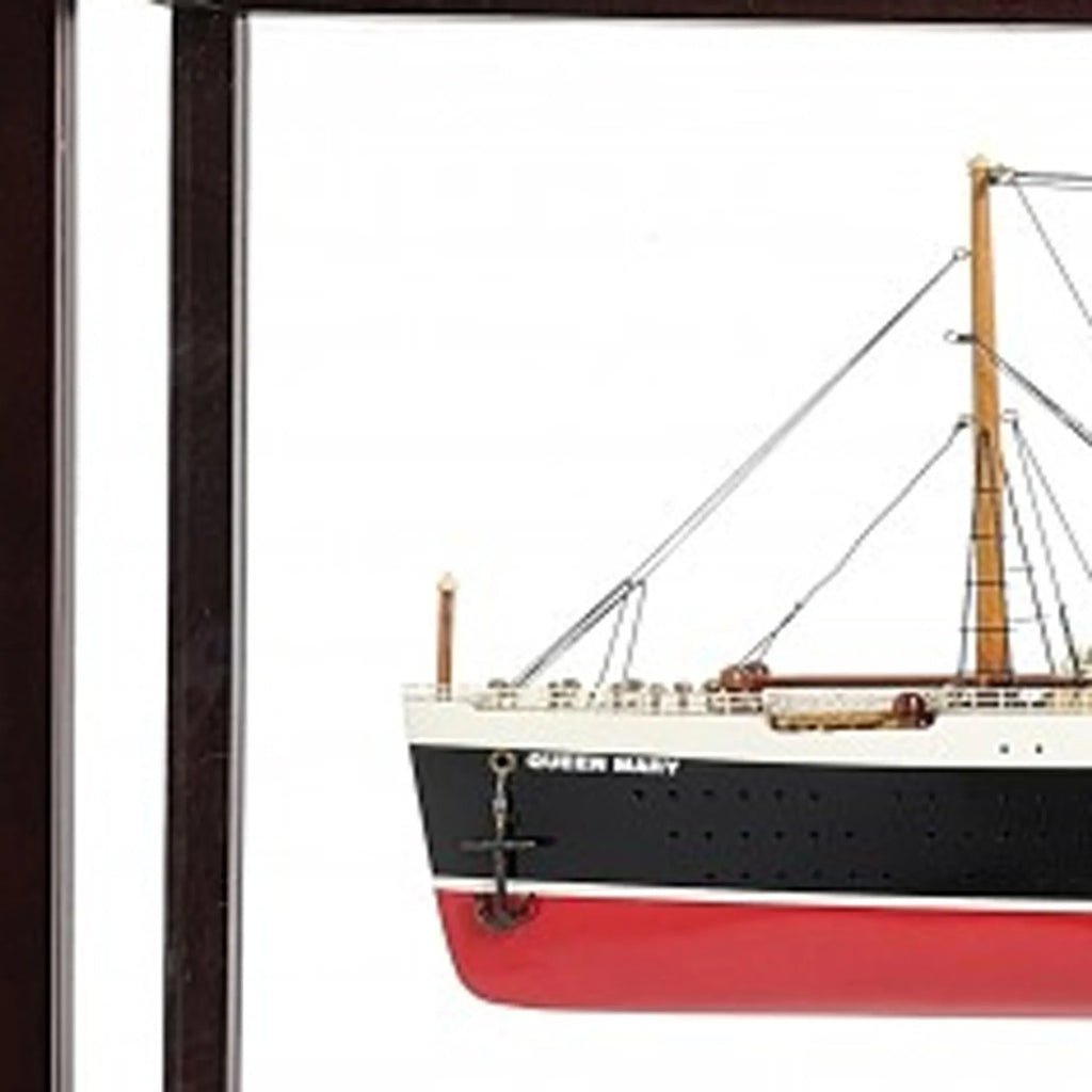 16″ Black and Red RMS Queen Mary Medium Display Case Boat Hand Painted Decorative Boat — view 3