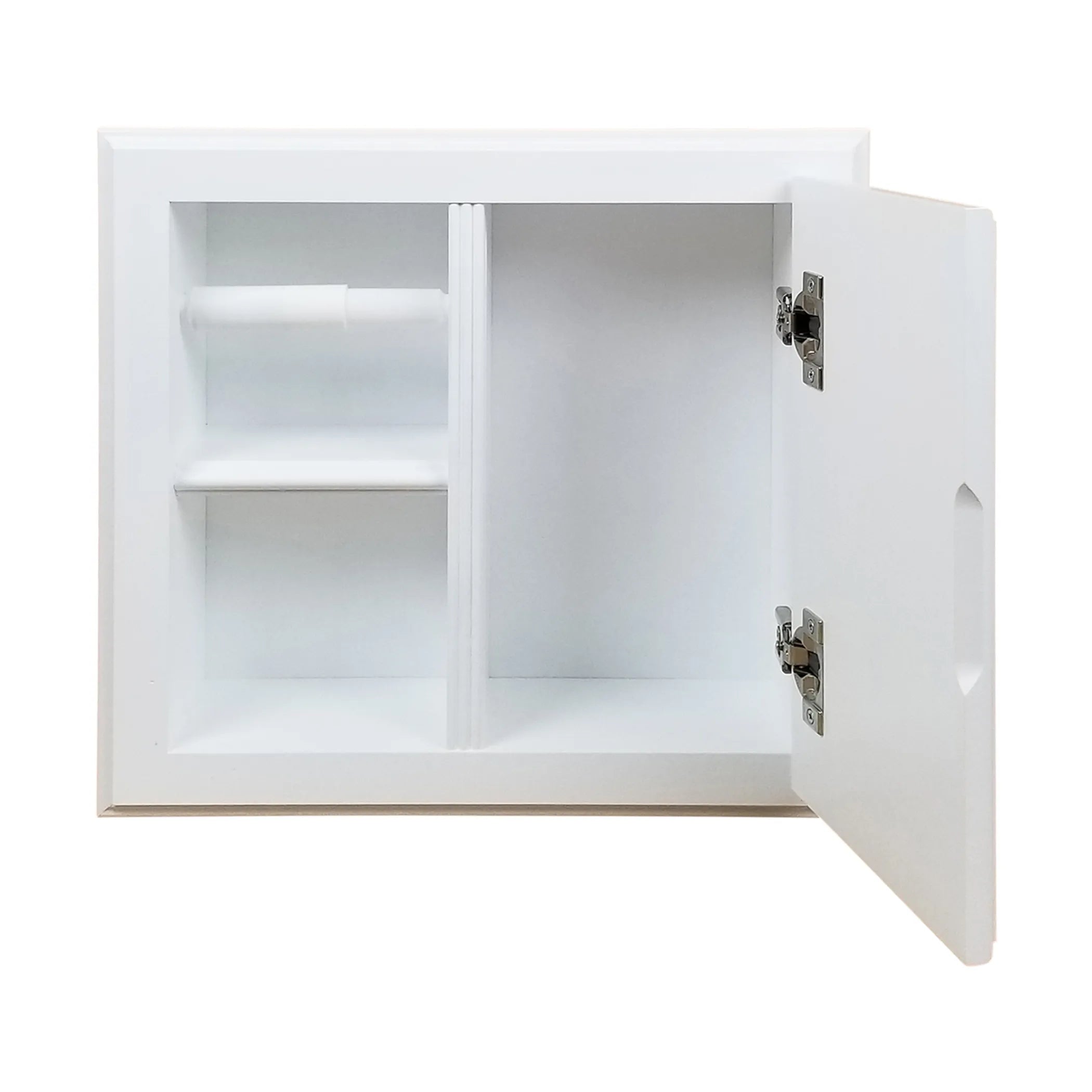 Haile Solid Wood Recessed Wood Toilet Paper Holder with Storage Cubby — view 4