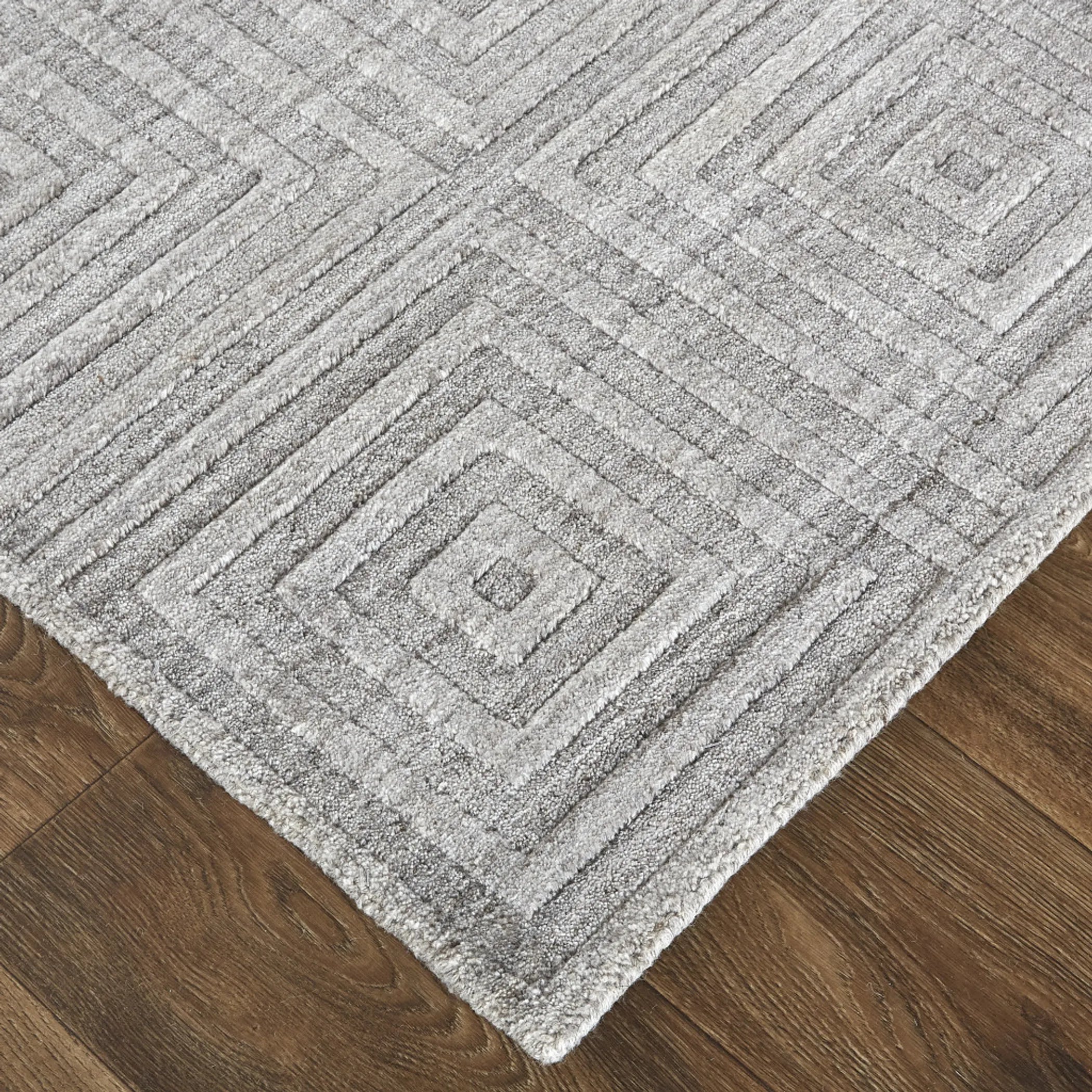 5′ X 8′ Gray And Silver Striped Hand Woven Area Rug — view 2