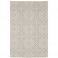 7′ X 9′ Gray and Ivory Floral Stain Resistant Indoor Outdoor Area Rug