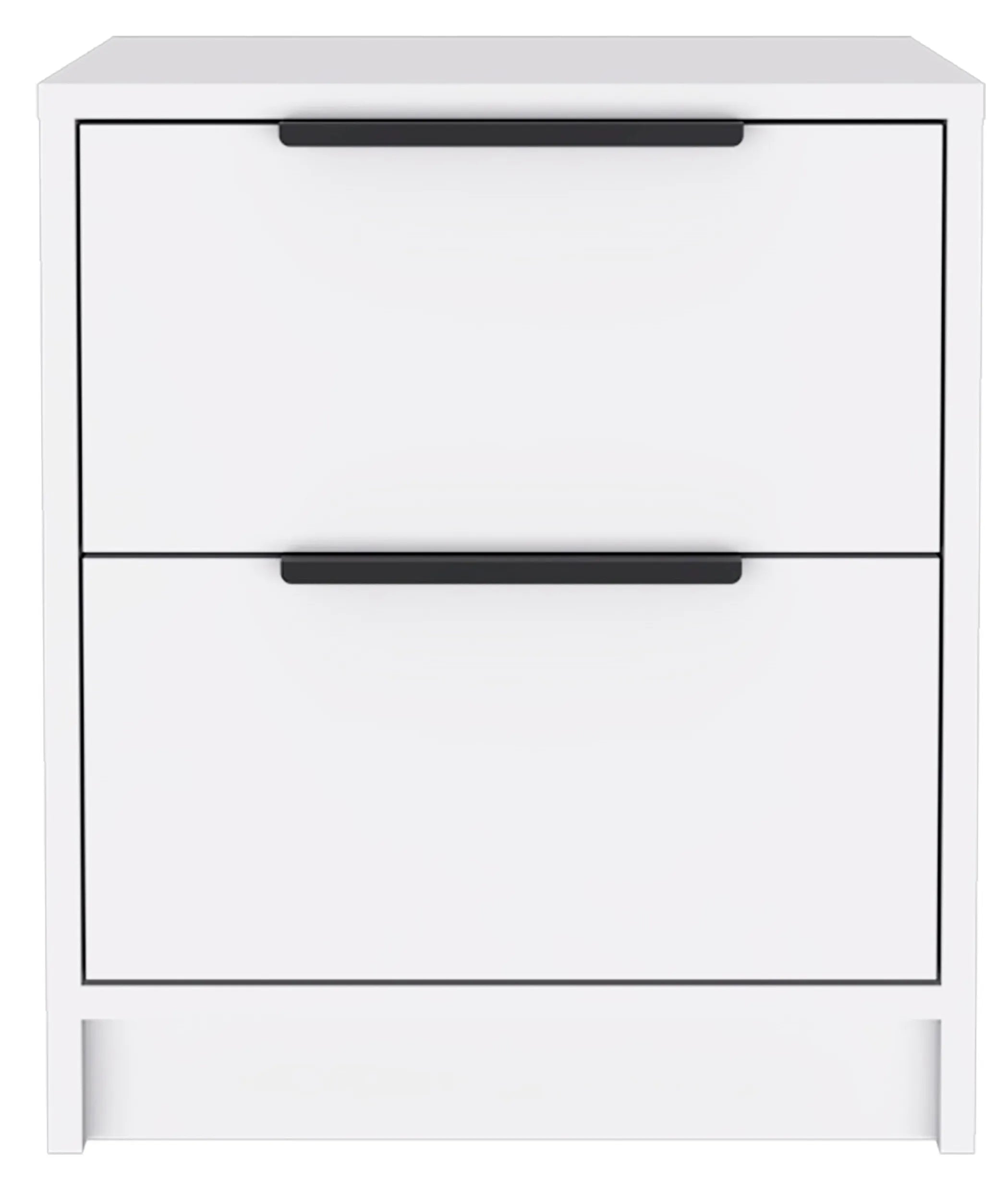 Stylish White Two Drawer Nightstand — view 2