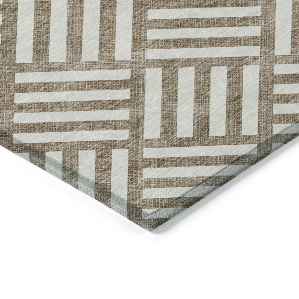 10′ X 14′ Brown And Ivory Geometric Washable Indoor Outdoor Area Rug — view 4