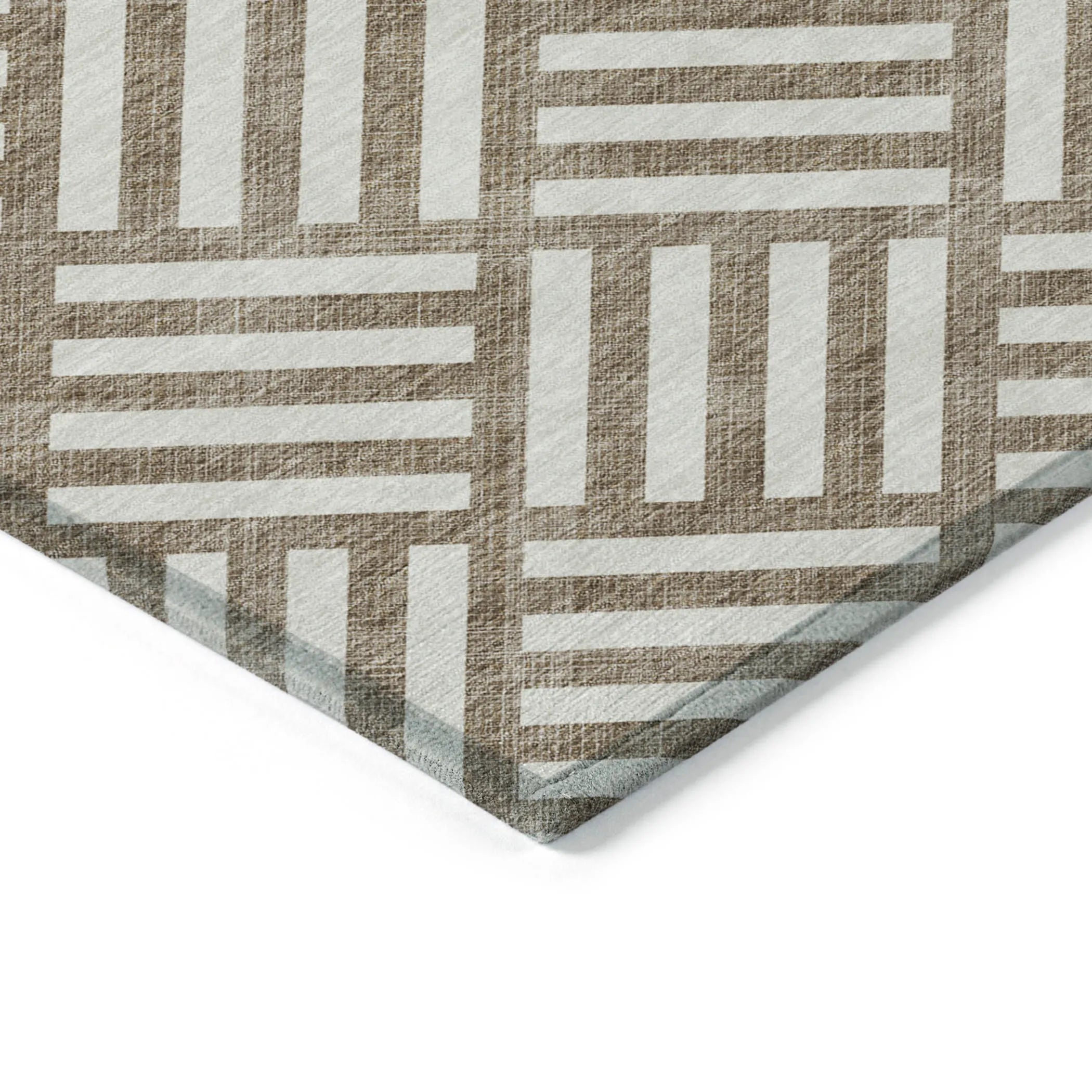 10′ X 14′ Brown And Ivory Geometric Washable Indoor Outdoor Area Rug — view 4