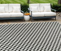6′ X 9′ Black and White Geometric Distressed Indoor Outdoor Area Rug