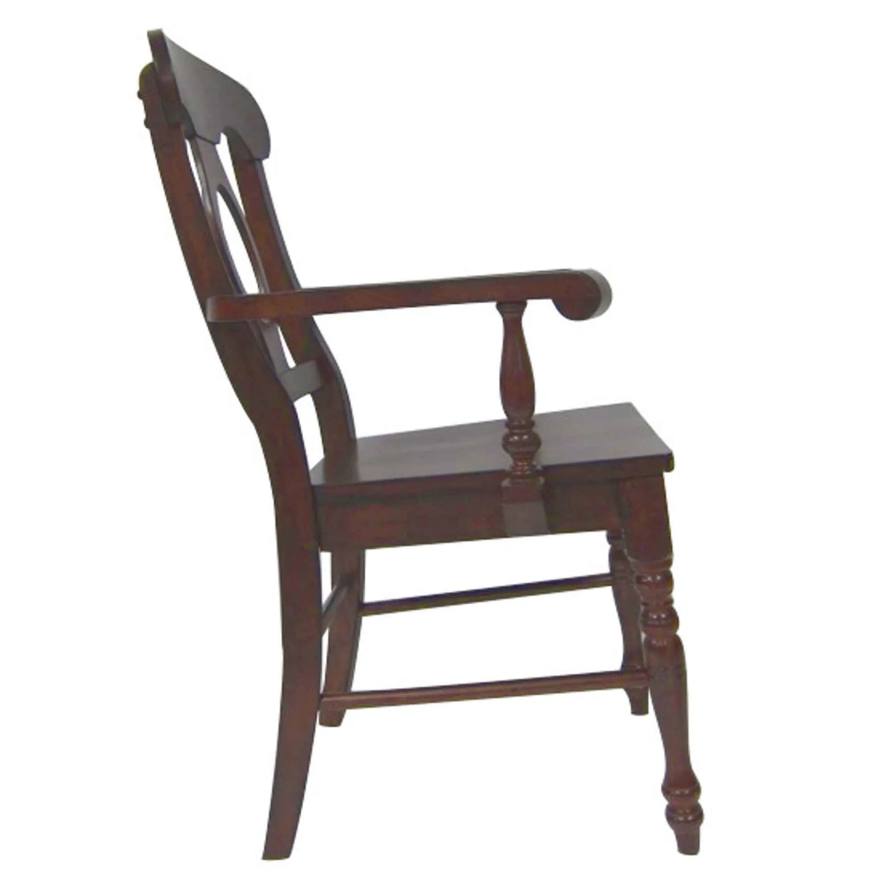 Sunset Trading Andrews Napoleon Dining Chair with Arms | Chestnut Brown Solid Wood | Set of 2 — view 3