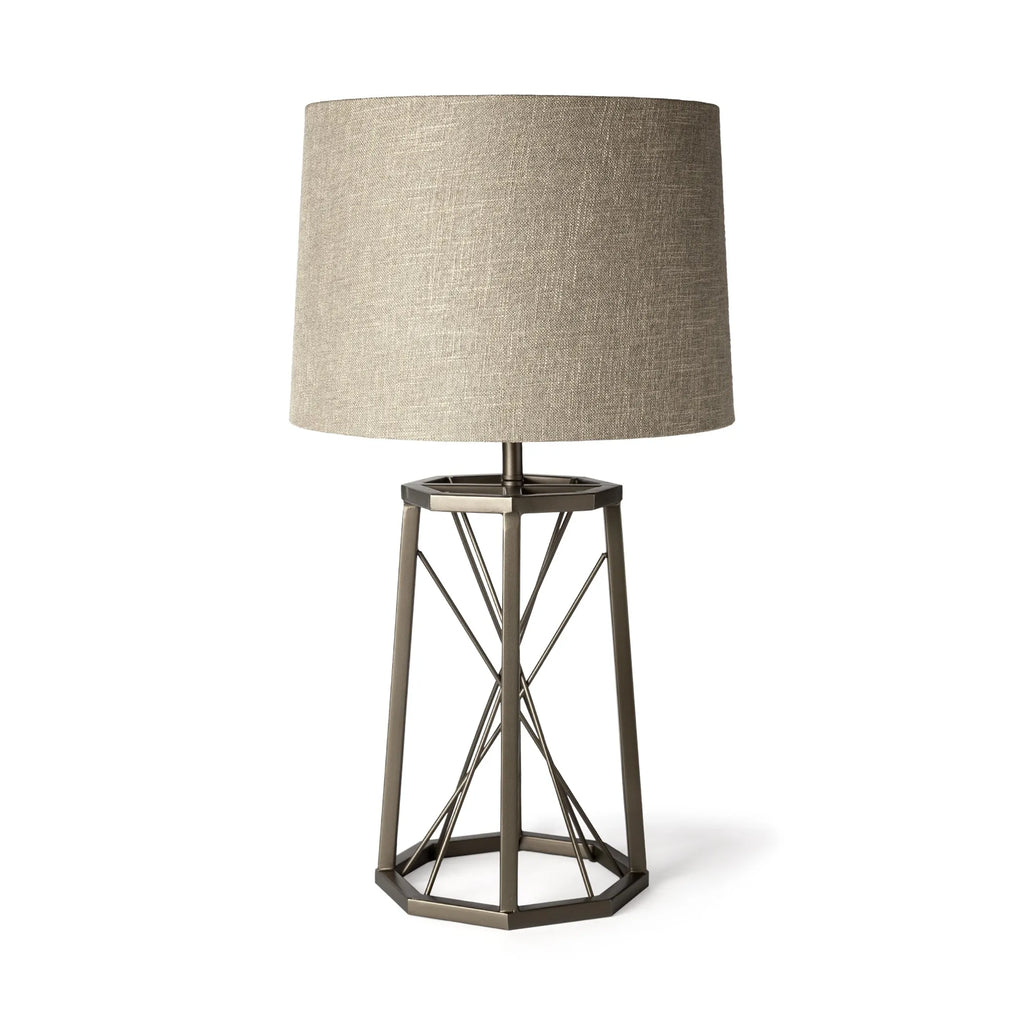 29″ Bronze Lamp Base LED With Beige Shade