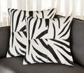 Set of Two 18″ White and Black Zebra Cowhide Throw Pillows