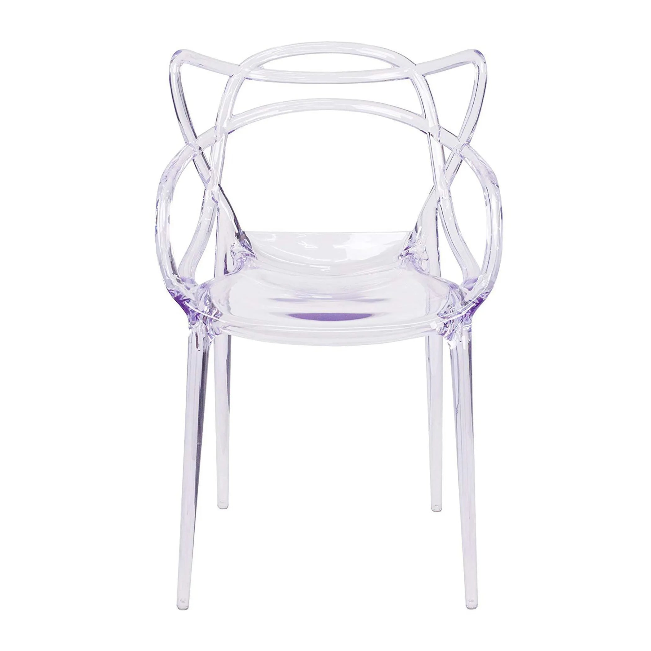 Clear Acrylic Open Back Dining Arm Chair — view 2