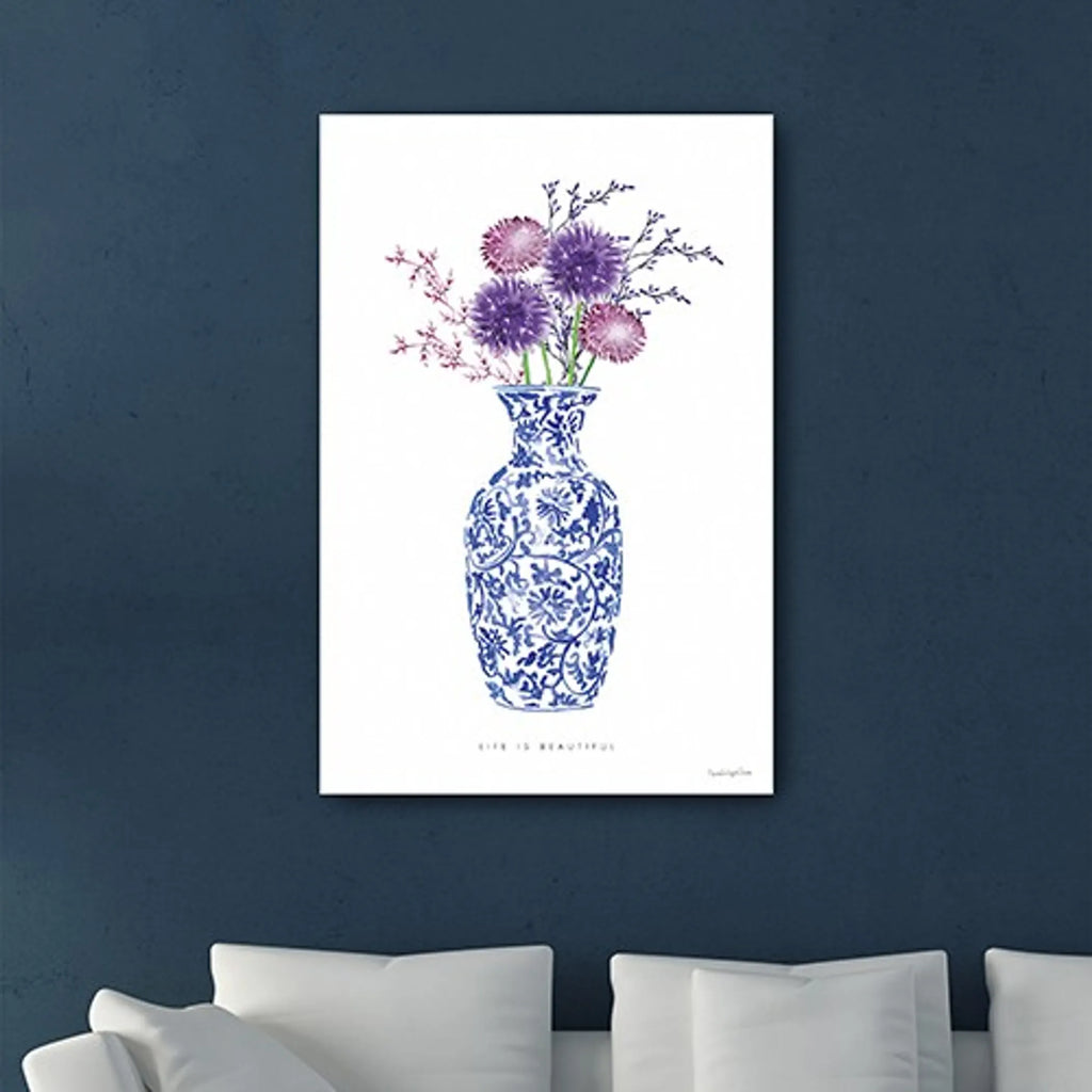 48″ x 32″ Blue and White Life Floral Vase Canvas Wall Art — view 4