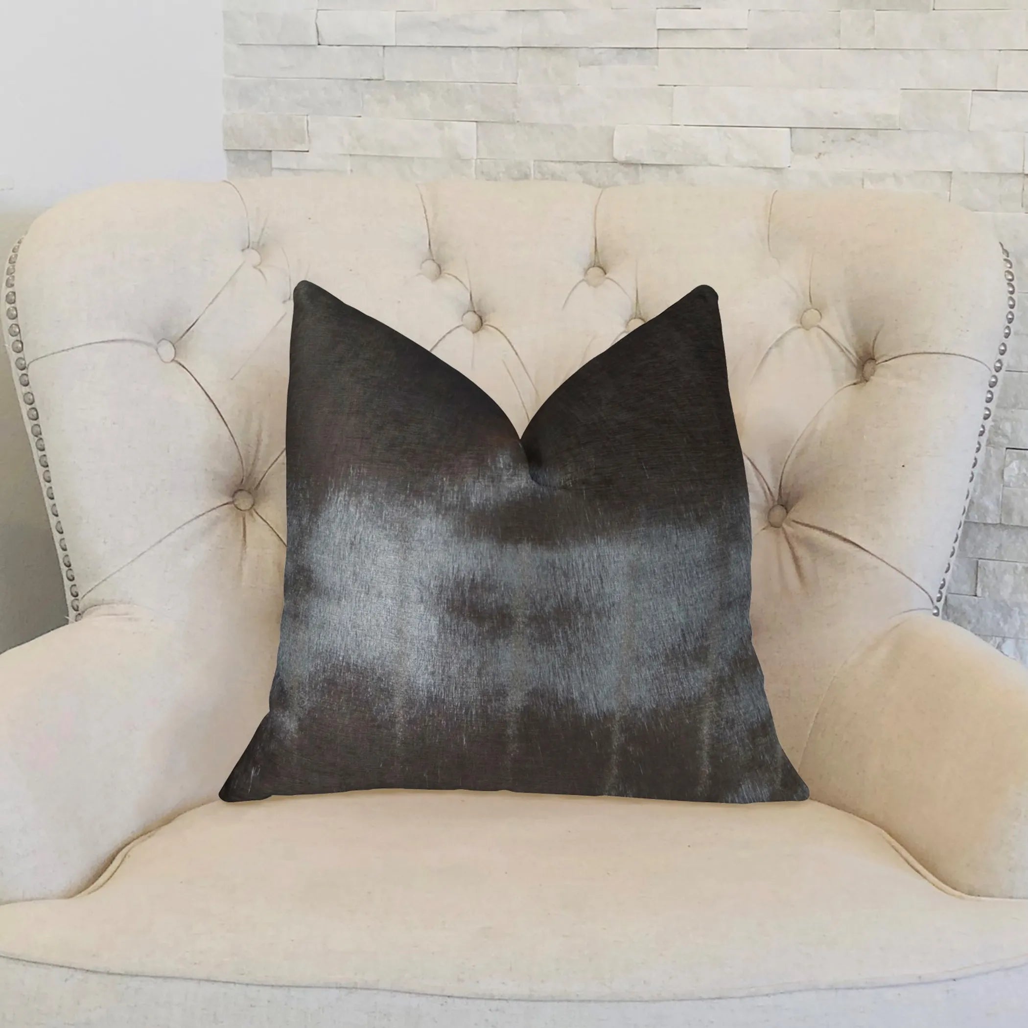 Plutus Silky Brown Mik Dark Brown Handmade Luxury Pillow — view 2
