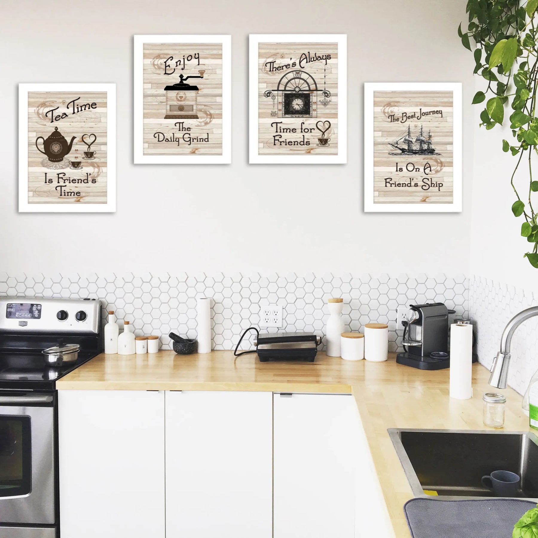 Set Of Four Friendship 3 White Framed Print Kitchen Wall Art — view 4