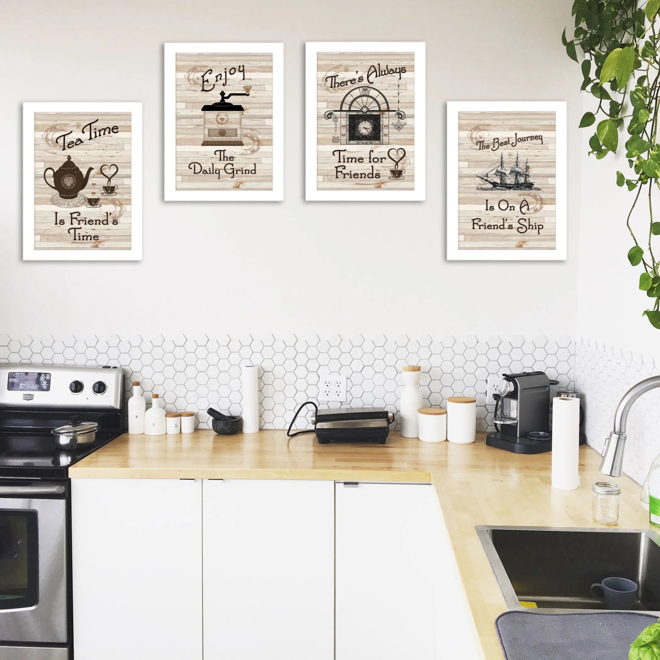 Set Of Four Friendship 3 White Framed Print Kitchen Wall Art — view 4