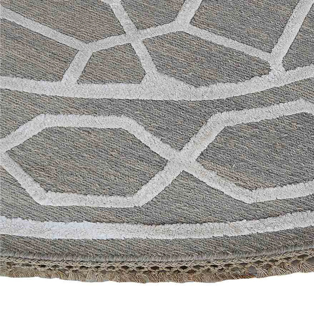 Rugsotic Carpets Hand Knotted Sumak Silk And Wool Round Area Rug Geometric — view 4
