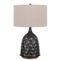 29″ Gray Metal Table Lamp With Brown Drum Shade