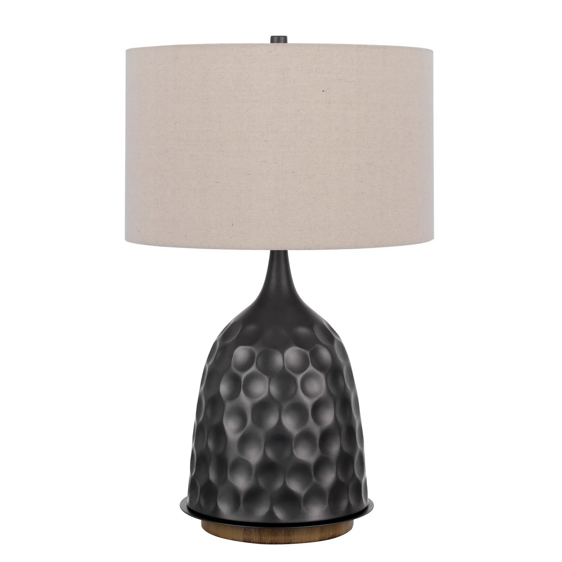 29″ Gray Metal Table Lamp With Brown Drum Shade