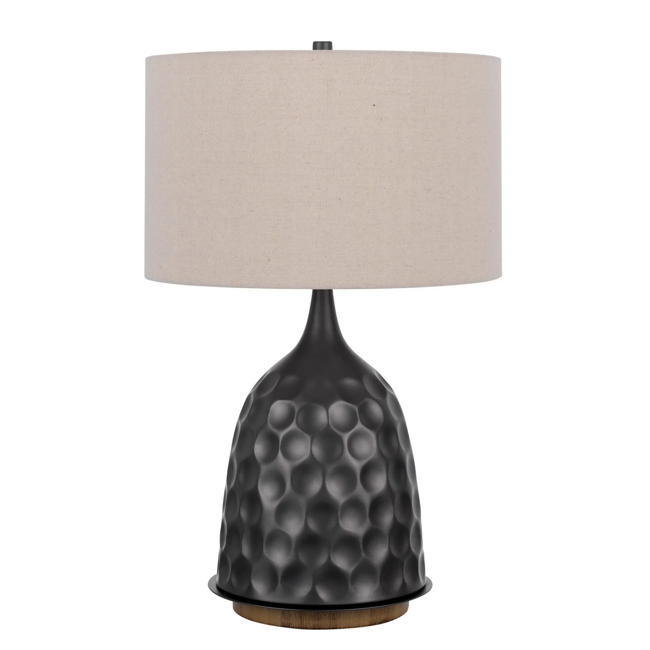 29″ Gray Metal Table Lamp With Brown Drum Shade