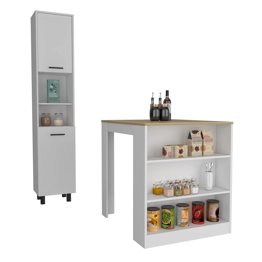 Glendale 2 Piece Kitchen Set, White / Light Oak Finish — view 2