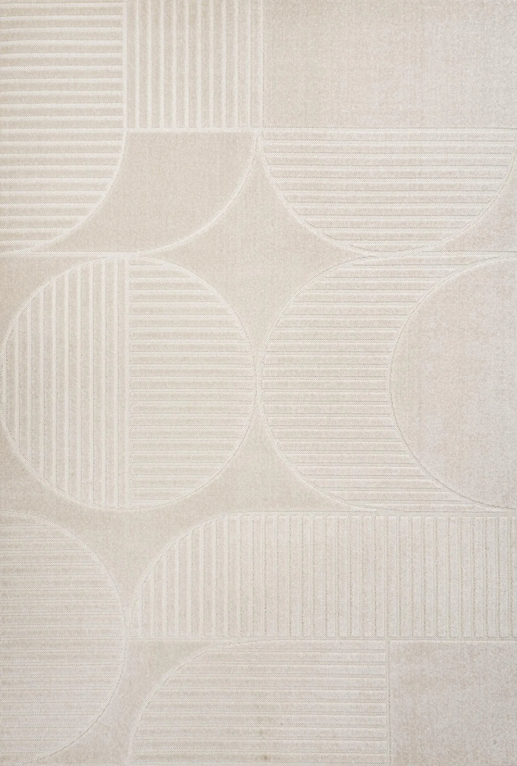 12′ X 15′ Ivory And Cream Striped Indoor Outdoor Area Rug — view 2