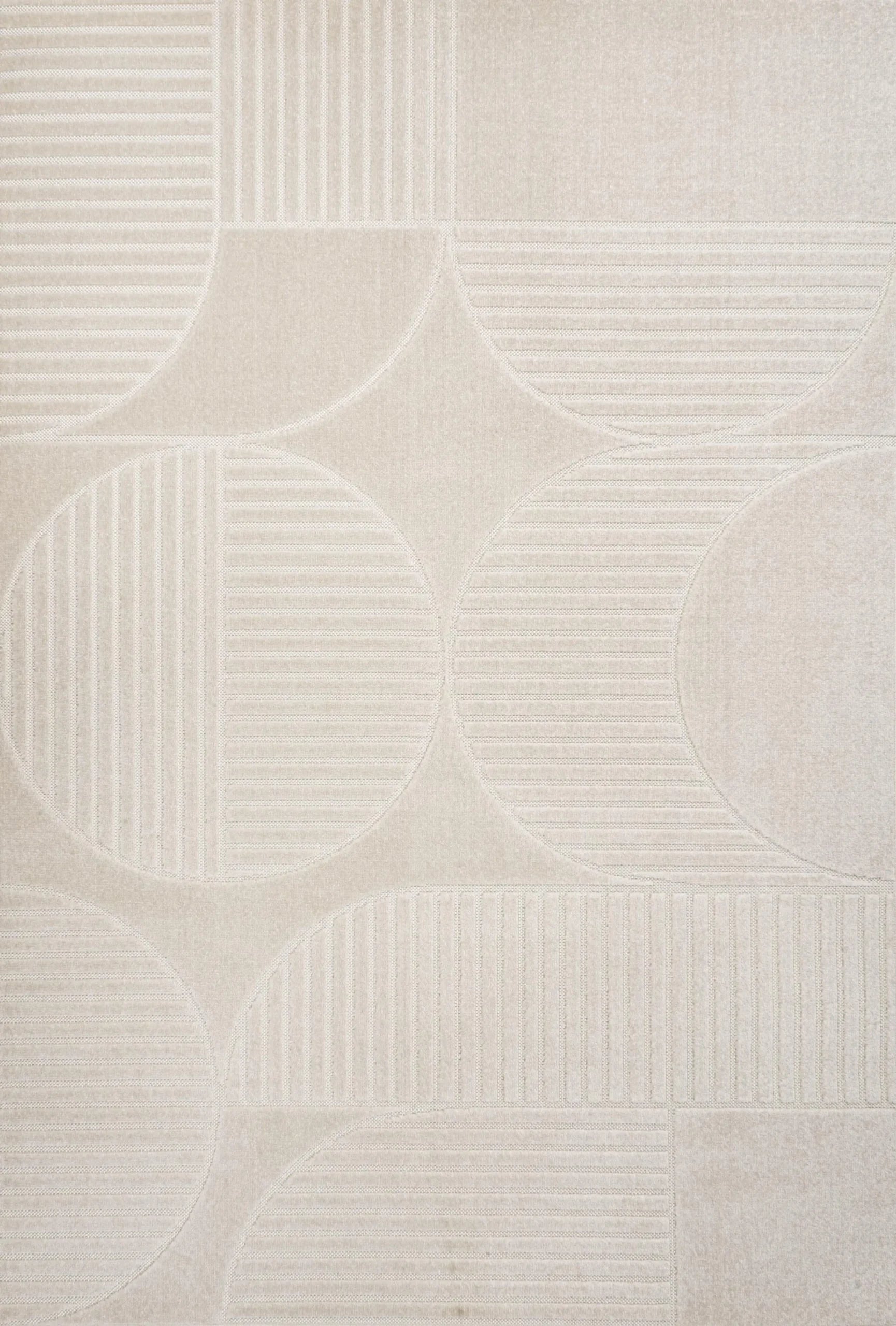 12′ X 15′ Ivory And Cream Striped Indoor Outdoor Area Rug — view 2