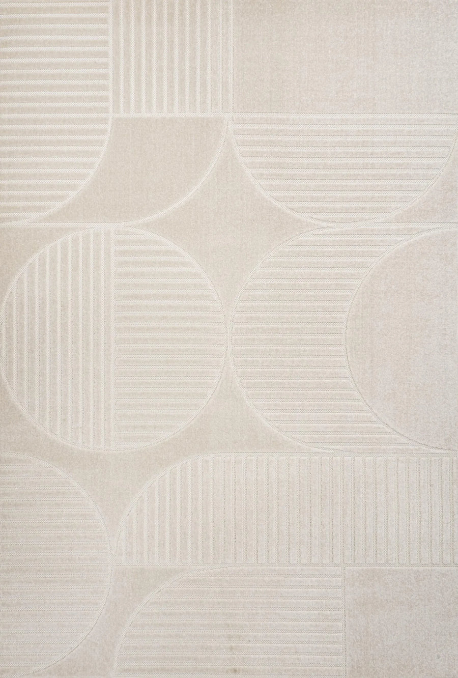 12′ X 15′ Ivory And Cream Striped Indoor Outdoor Area Rug — view 2