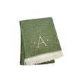 Herringbone Cotton Blend A Initial Throw Blanket with Tassels And Embroidery
