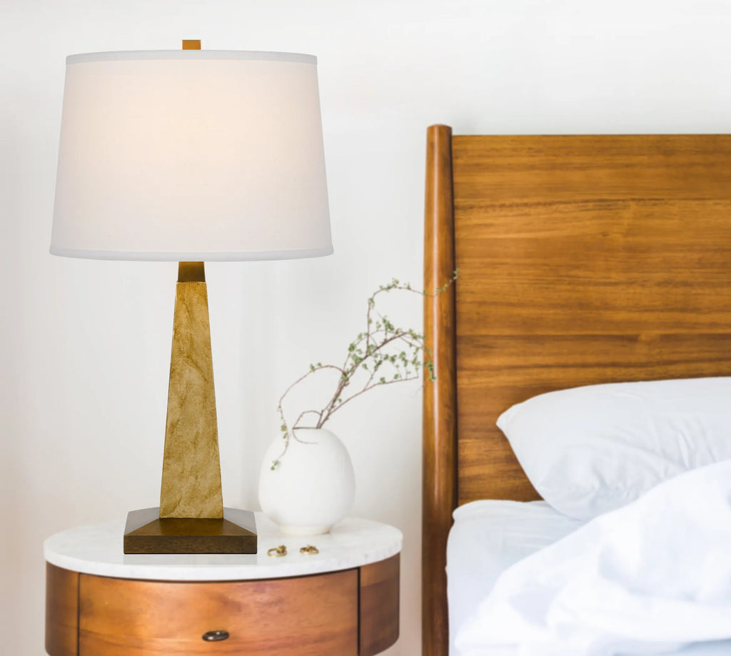28″ Brown Table Lamp With Off White Empire Shade — view 4