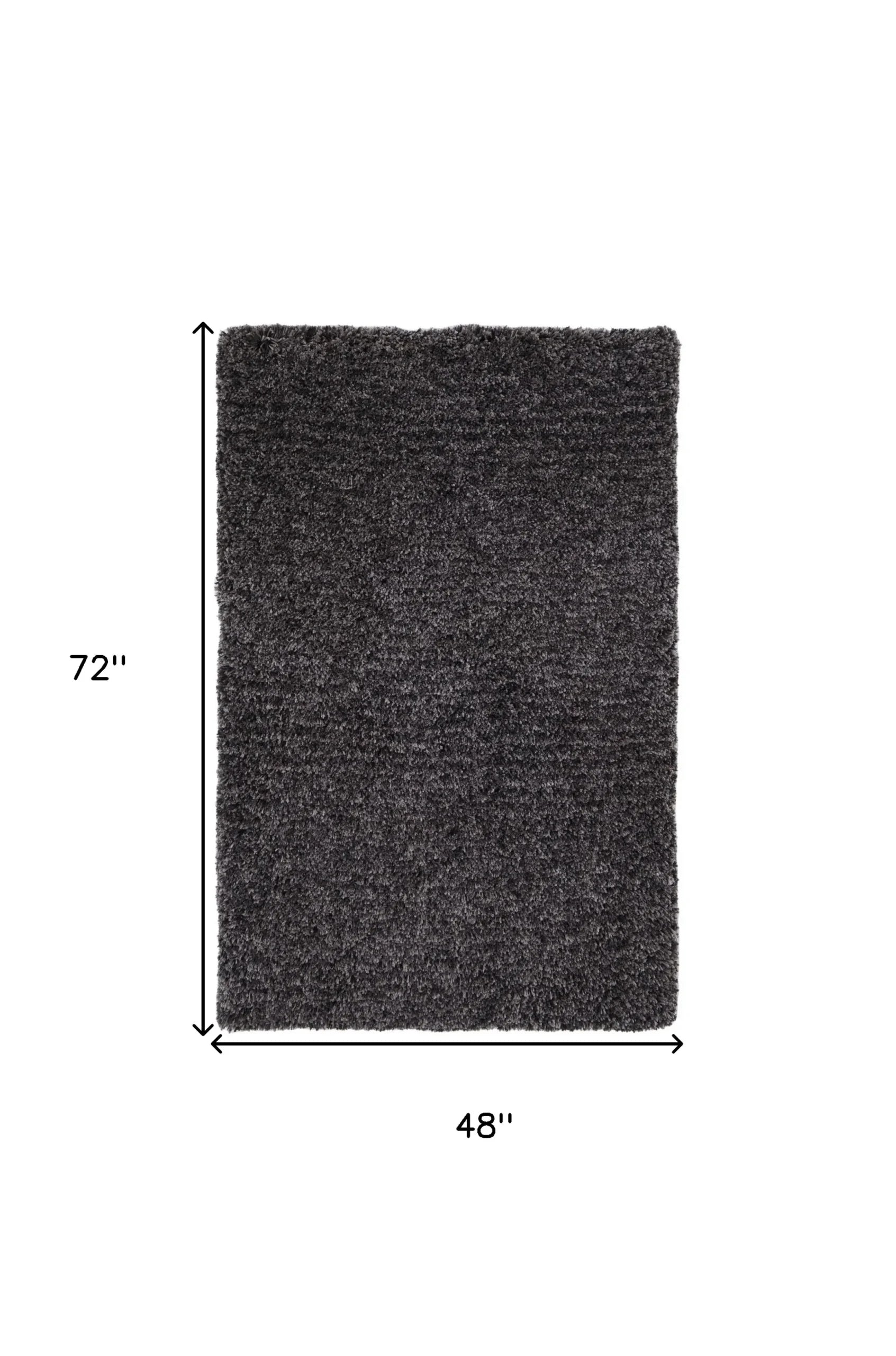 4′ X 6′ Black Shag Hand Tufted Area Rug — view 3