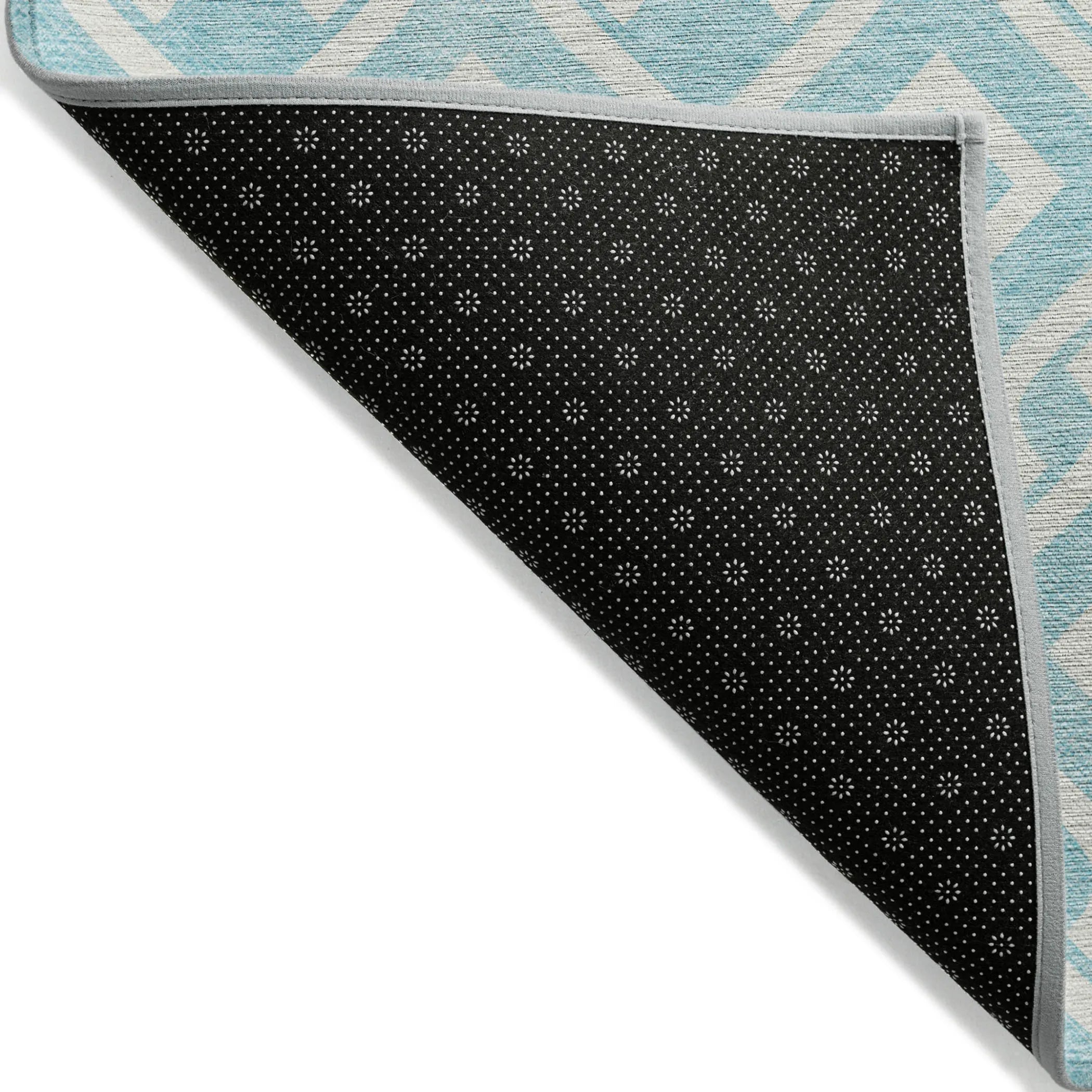 9′ X 12′ Aqua And Ivory Geometric Washable Indoor Outdoor Area Rug — view 4