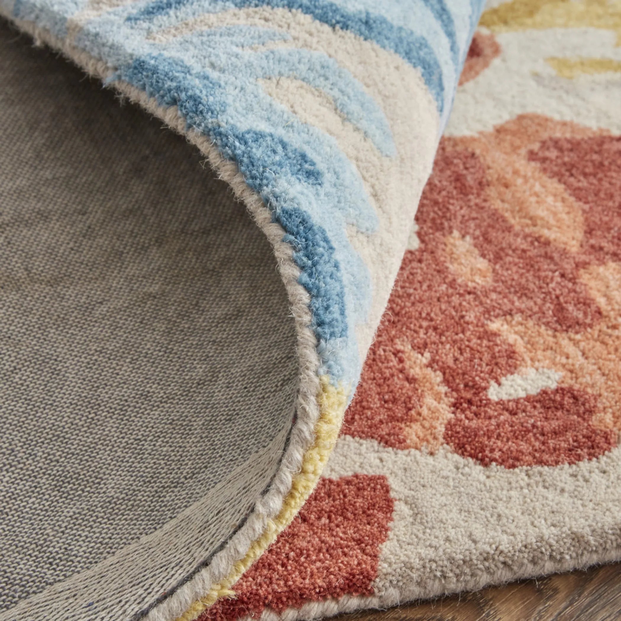 8′ X 10′ Ivory Yellow And Blue Wool Abstract Tufted Handmade Stain Resistant Area Rug — view 4