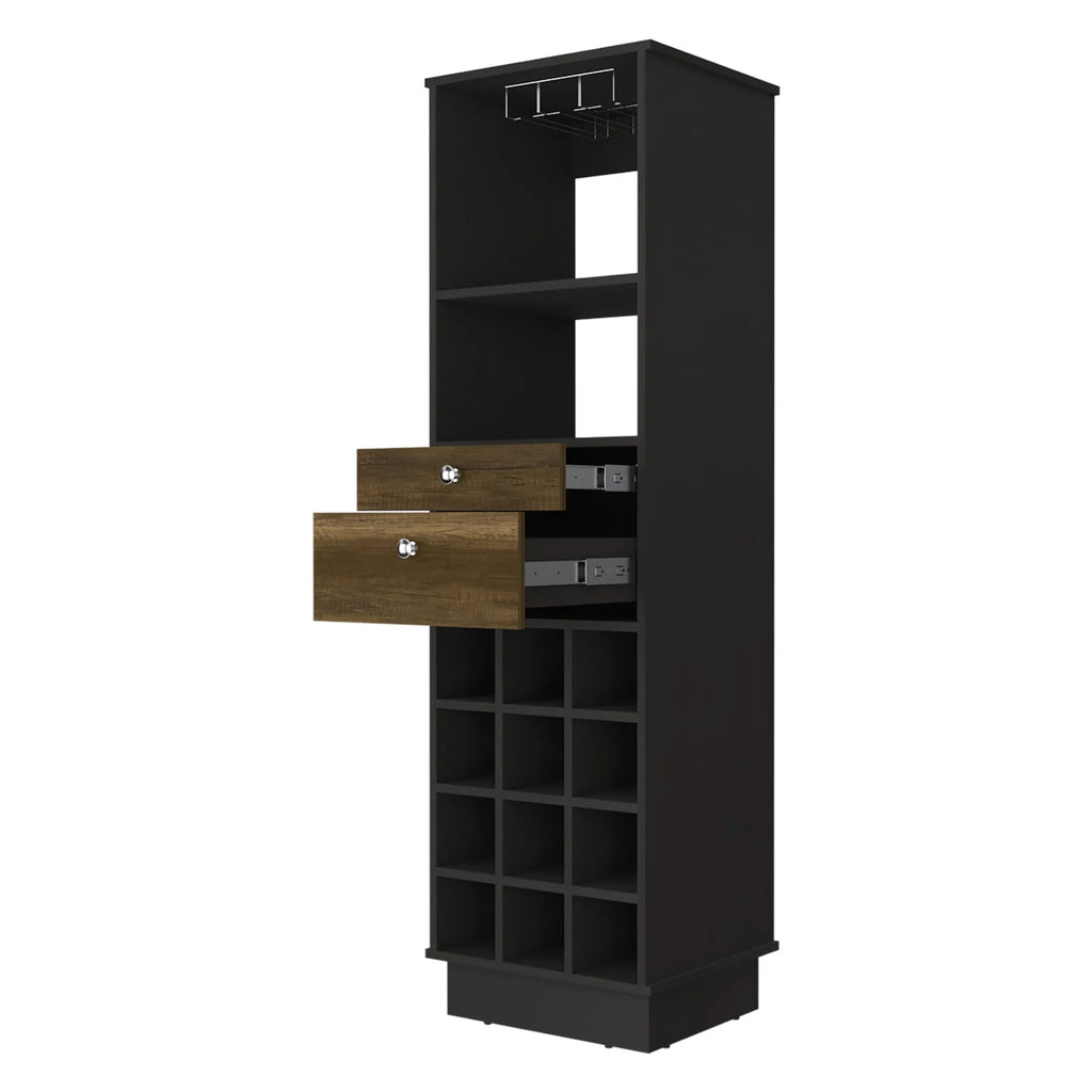 18″ Black Bar Cabinet With Two Drawers