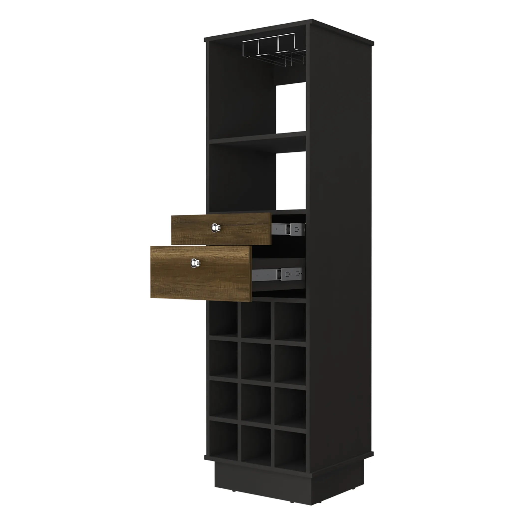 18″ Black Bar Cabinet With Two Drawers