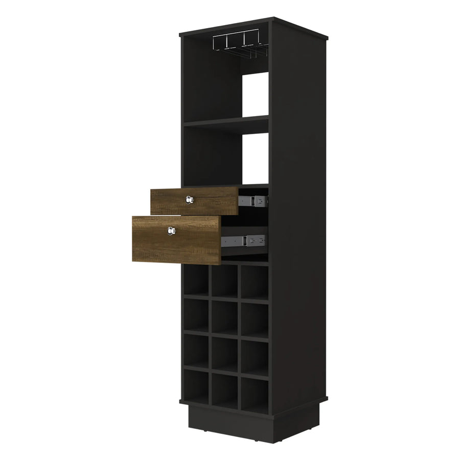 18″ Black Bar Cabinet With Two Drawers
