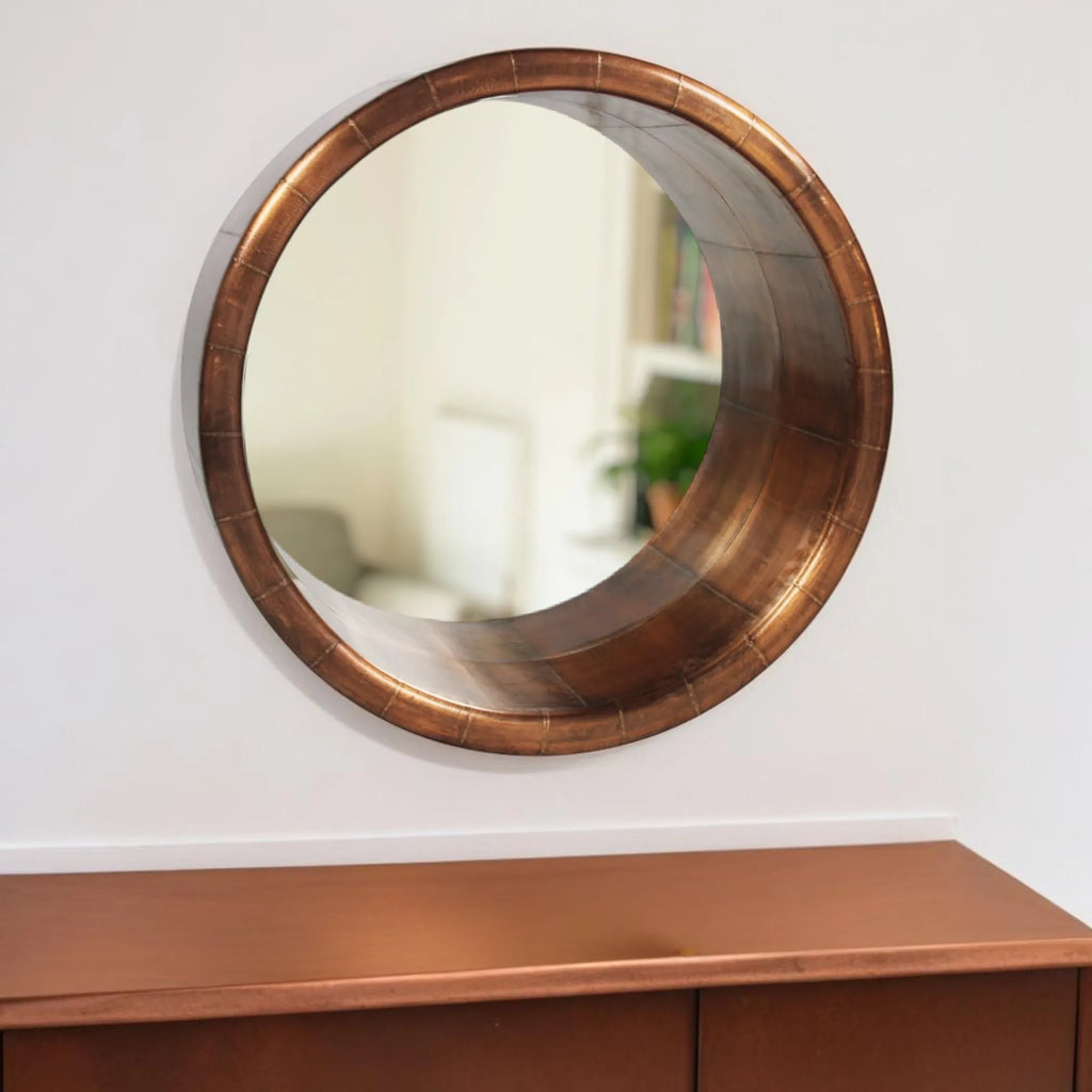 21″ Copper Round Metal Framed Accent Mirror