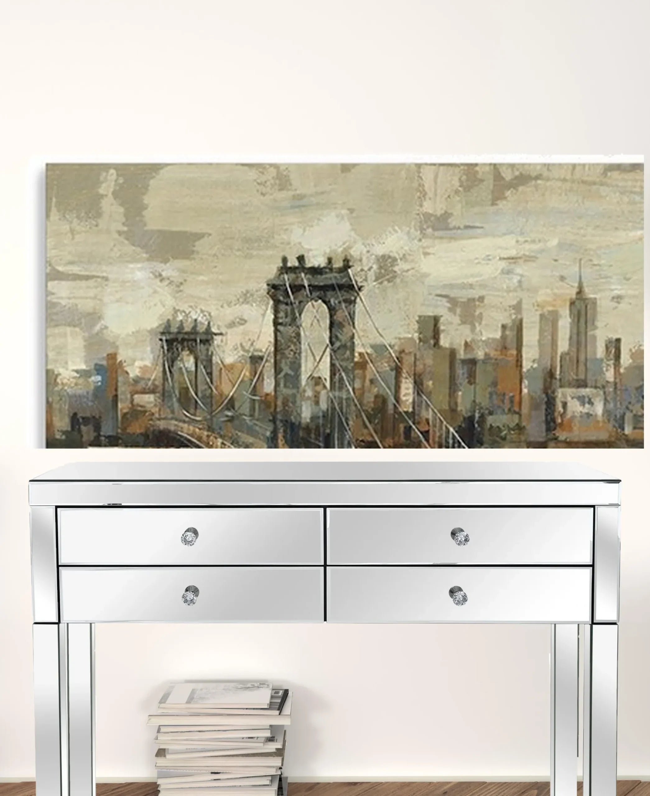 Vintage Inspired Nyc City Skyline Unframed Print Wall Art — view 2