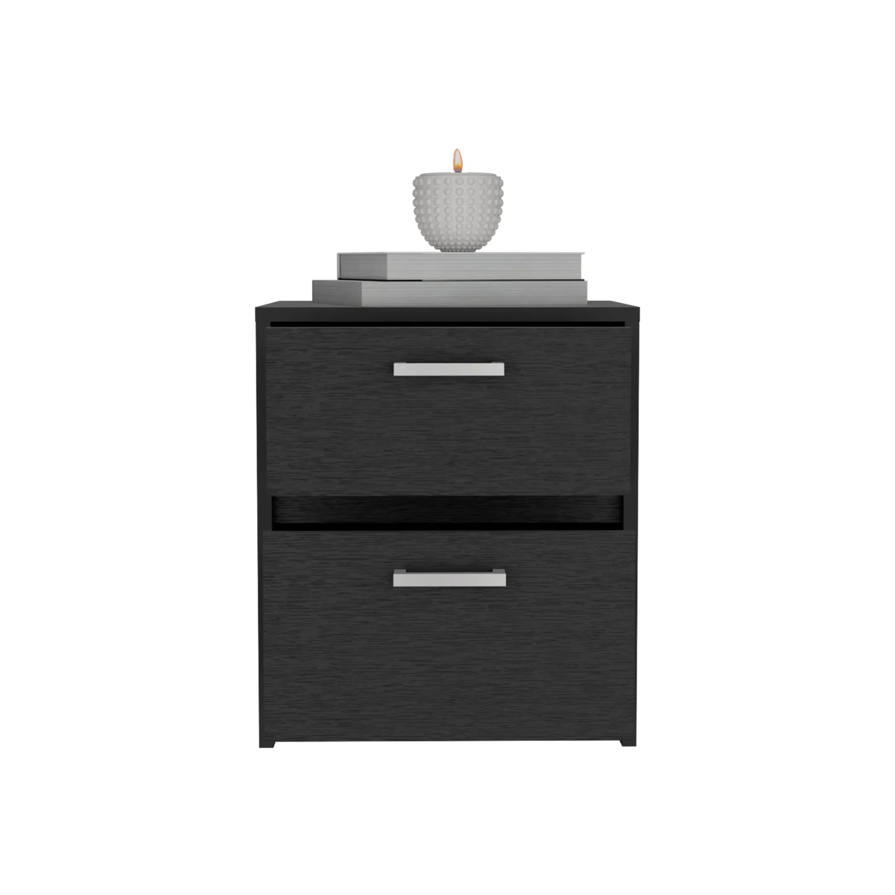 19″ Black Two Drawer Nightstand — view 2