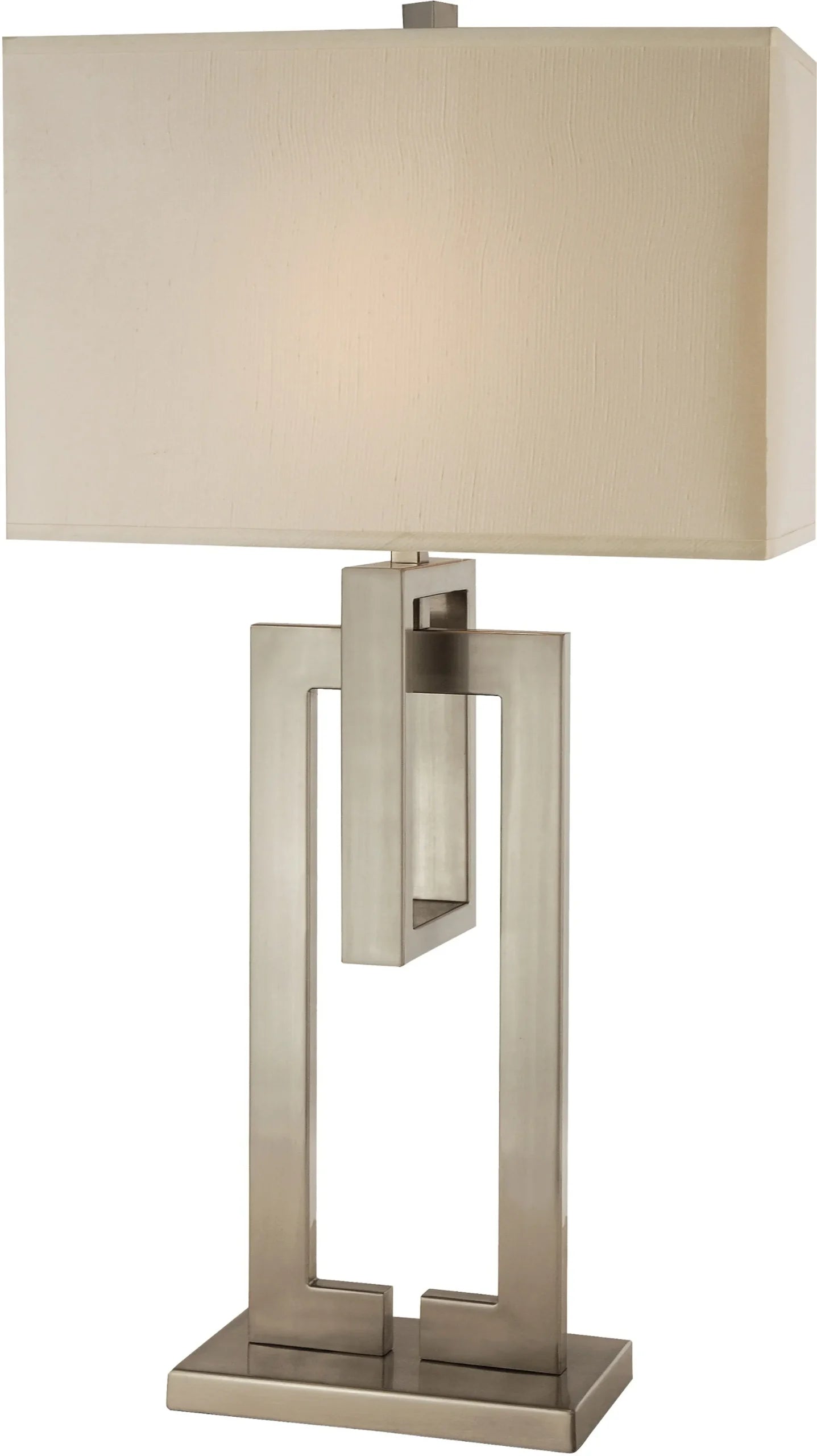 36″ Nickel Iron Geometric Table Lamp With Ivory Shade — view 2